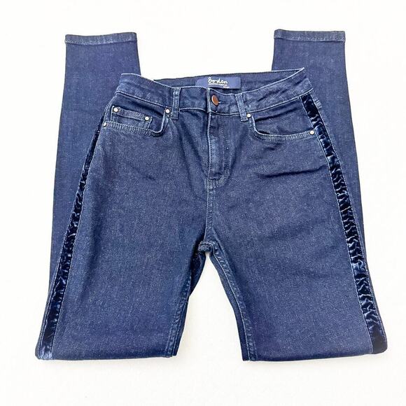 Boden The Soho Skinny Dark Wash Denim Jeans Tuxedo Stripe Detail Size 8 EUC/Mint - Picture 4 of 9